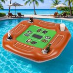 FEEBRIA Floating Pool Game Table Double-Sided Design Poker-Style Top Drink Snack Tray, Durable PVC 39.3” for Pool Party Hot Tub Beach Gathering