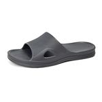 HEVA Shower Slide Open Toe Sandals Mens Bathroom Slippers Beach Indoor House Shoes（8UK 42EU,DkGrey）