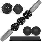 Massage Sticks,QGF Manual Fascia Muscle Roller Cellulite Massager Roller for Thighs and Butt,Yoga Stick with 3 Massage Balls,Resistance Band,Carrying Bag