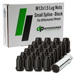 DPAccessories Black Spline Lug Nuts - M12x1.5 Lug Nuts 24 Pack for Aftermarket Wheels - Spline Tuner Lug Nuts 12x1.5 - Set of 24 Black Lug Nuts and One Spline Lug Nut Socket - D5246P-2308/24