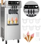 Acekool 2200W 2+1 Flavor Soft Serve Ice Cream Machine, Commercial Ice Cream Machine, 5.8-8 Gal/Hr, with LCD Touch Screen, Automatic Cleaning, High Productivity for Home Snack Bar & Restaurants