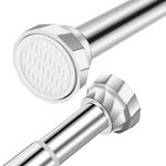 Silver Shower Curtain Pole No Drilling,Adjustable Shower Curtain Pole Spring Tension 155-215cm', 2.5cm Diameter Stainless Steel Brushed Nickel Shower Pole for Bathroom,Room Divider,Closet Rod,No Rust