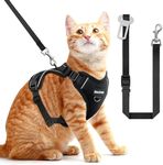 BECHTEL Cat Harness, Cat Harness and Leash for Walking, Adjusted in Four Directions and Breathable Cat Harness for Anti Escape That can be Fitted and Positioned, Reflective Strips Harness, Black, S