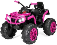 Best Choice Products 12V Kids Ride-On Electric ATV, 4-Wheeler Quad Car Toy w/Bluetooth Audio, 3.7mph Max Speed, Treaded Tires, LED Headlights, Radio - Hot Pink