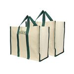 Double R Bags Women’s Eco-Friendly Cotton Canvas Shopper Tote Bag | Big Reusable Jhola Bag for Grocery, Milk, Fruits, Vegetables with Reinforced Handles | 43x21x35 cm, 1 Compartment (Green, Pack of 2)