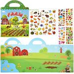 ASTARON Farm Sticker Book for Kids, including 88 Pcs Reusable Farm Harvest Stickers for Toddlers, 3D Puffy Sticker Game Educational Sensory Learning Toy, Party Supplies Birthday Gift