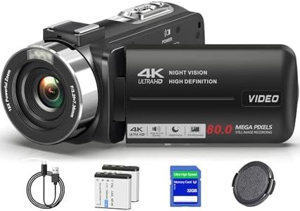 LUKPOW Camcorder Video Camera 4K Ultra 80MP IR Night Vision Vlogging Camera for YouTube,18X Digital Zoom Camcorder Recorder 3.0" IPS HD Screen with 32GB SD Card, Lens Cap and 2 Batteries