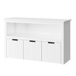 FOREHILL Kids Toy Storage Cabinet with Rolling Wheels 3 Drawers Children's Bookcase Storage Unit White for Living Room 102×33×61.5cm