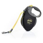 Flexi, giant model, for strong and strong dogs, increased visibility thanks to the neon -colored strap, robust and ergonomic braking system, Made in Germany, Black/Neon, L - 10M