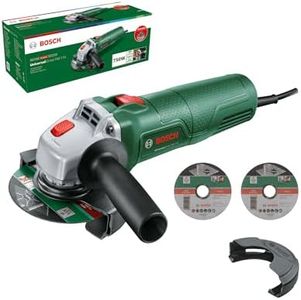 Bosch Small Angle Grinder UniversalGrind 750-115 (750 W; 3X Straight Cutting Discs; for Grinding, Cutting, Brushing and Sanding; in Carton Packaging)