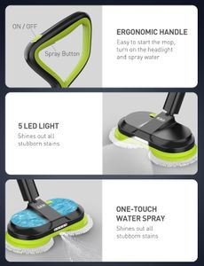 BIUBLE Cordless Electric Mop – Dual Spin Floor Cleaner with LED, Water Sprayer, 300ml Tank