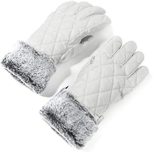 accsa Women Winter Ski Glove Waterproof 3M Thinsulate Warm Windproof Off-White L