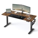 SONGMICS Electric Standing Desk, Height Adjustable Desk, 70 x 160 x (72-120) cm, Continuous Adjustment, Spliced Tabletop, 4 Memorable Heights, Rustic Brown and Simply Black LSD026X11