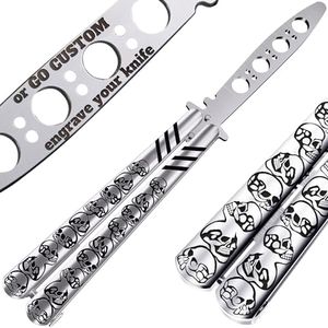 Butterfly Knife - Practice Butterfly Knife Trainer - Balisong Trainer - Balisong Butterfly Knives NOT Real NOT Sharp Blade - Silver Dull Trick Butterfly Knife - Training Fidget Toy CSGO K16-S