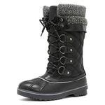 DREAM PAIRS Womens Winter Boots Fur Lined Mid Calf Warm Snow Boots Lace UP Anti-Slip Outdoor Shoes,Size 8,Black,Monte_02