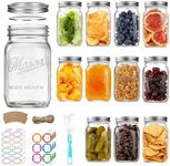 Dralaw Mason Jars 32 oz,12 Pack Large Wide Mouth Mason Jar with Airtight Lids and Bands|Quart Glass Canning Jars for Pickling, Fermenting and Food Storage Microwave&Dishwasher Safe (12pack)