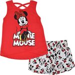 Disney Minnie Mouse Toddler Girls Tank Top and Active Retro Dolphin French Terry Shorts Red 4T