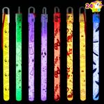 JOYIN 24 Pcs Halloween Glow Stick Hanging Wands in 8 Different Pattern Designs and 6 Colors for Halloween Party Favors, Halloween Party Supplies, Glow in the Dark, Halloween Goodie Bag Fillers