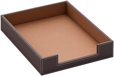 Leather Letter Tray, Thipoten Elegant Desk Organizer for Office Supplies, Mail, Paper, File, Magazine, Perfect Office Organization for Desktop(Brown)