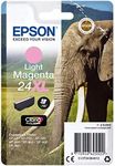 Epson 24XL Light Magenta Elephant High Yield Genuine, Claria Photo HD Ink Cartridge, XL High Capacity