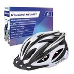 Strauss Adjustable Cycling & Skating Helmet with Detachable Visor | Light Weight with Superior Ventilation | Adjustable Strap with Comfortable Chin Padding | Ideal for Men, Women & Kids (Black/White)