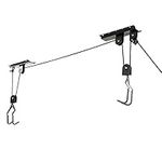 Bike Hoist Bicycle Lift for Garage Ceiling Storage, Bike Ceiling Mount Lift Hoist Hanger Rack, Heavy Duty Mountain Bicycle Hanging Rack with 3 Pulley and 45 ft Adjustable Rope | 120 lb Capacity