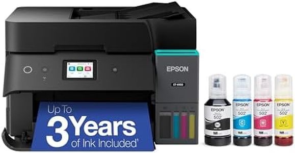 Epson EcoTank ET-4950 Wireless All-in-One Color Supertank Printer with up to 3 Years of Ink, Refillable Tanks, Perfect for Home, 18 PPM, 2.4" Color Touchscreen, Auto Document Feeder – Black