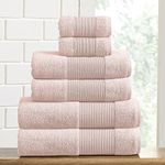 Modern Threads - Air Cloud 6-Piece 100% Zero-Twist Cotton Towel Set - Bath Towels, Hand Towels, & Washcloths - Super Absorbent & Quick Dry - 500 GSM - Soft & Plush, Blush