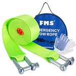 FMS Towing Belt, Tow Rope up to 5 Tonne, 3.8 Metre Long, Nylon Recovery Heavy Duty Tow Strap with 2 Safty Hooks, with Free Carry Case