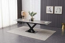 chelsea home and leisure ceramic extending dining table grey 180-250cm