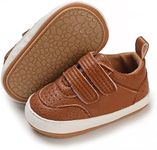 E-FAK Baby Shoes Boys Girls Infant Sneakers Non-Slip Rubber Sole Toddler Crib First Walker Shoes, 06 Brown, 12-18 Months Infant