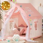 XICEN Kids Play Tent Children's Tent Indoor Princess Girl Castle Game House Household Small House Outdoor Toy House with a String of Star Lights