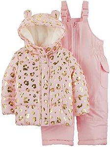 Carter's Baby-Girls 2-Piece Heavyweight Printed Snowsuit with Ears, Leopard Light Pink, 18 Months