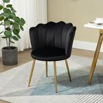 CHAIR DECOR Velvet Crown Accent Chair for Living Room | Sturdy & Comfortable Arm Chair in Velvet Fabric with Golden Legs for Dining, Home, Office and Restaurent | 1pc, Black