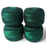 Adikala Metallic Cotton Tatting Shuttle, Crochet Dori Balls for Knitting, Weaving, Embroidery and Craft Making_(Set of 4-100GMS (Dark Green)