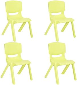 JOON 4 Pack Stackable Plastic Kids Learning Chairs, 20.8x12.5 Inches, The Perfect Chair Sets for Playrooms, Schools, Daycares and Home, Colorful Design, Lime Green