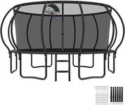 YORIN Tranpoline 16FT Tranpoline for Kids and Adults 1500LBS Recreational Tranpoline with Basketball Hoop, Enclosure Net, Back Yard Heavy Duty Outdoor Pumpkin Tranpolines, ASTM Approved