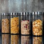 Isko Borosilicate Glass Jar With Steel Cap 1000Ml, Heat Resistant/Microwave Safe/Dish Washer/Leak Proof (Set Of 4) - Transparent