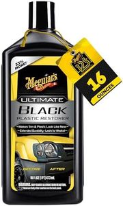 Meguiar's Ultimate Black Plastic Restorer – Long-Lasting Car Trim Restorer for Exterior Plastic, Vinyl & Rubber – Premium Plastic Restorer for Cars with Faded Black Trim, Leaves a Dark Shine, 16 oz