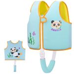 OSHYLE Swim Vest for Kids Toddler Floaties Vest with Safety Strap Buoyancy Aid (BU-Panda, S(1-3))