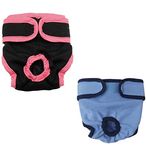 KUTKUT Combo of 2 Reusable & Washable Pet Cotton Physiological Pants Diaper| Adjustable Menstruation Underwear for Female Dog in Heat Period (Size: XL, Adjustable Waist: 50-75cm)