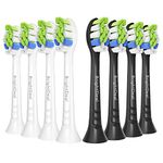 Brightdeal Replacement Toothbrush Heads Compatible with Philips Sonicare Electric Toothbrush for EasyClean HealthyWhite and Other Snap-On Handles, 4pcs White and 4pcs Black