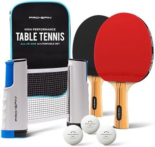 PRO SPIN All-in-One Ping Pong Set - Retractable Ping Pong Net for Any Table (72"), Portable Ping Pong Set | Premium Table Tennis Paddles & Balls, Ping Pong Table Net | Family Game, Gift (2-Player Set)