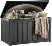 EFU Outdoor Storage Box 260 Gallon Deck Box (Indoor & Outdoor) Lockable UV Resistance Waterproof Resin Storage Bin Storage Box for Outdoor,Patio Storage With Support Rod(Black)