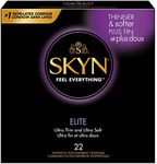 Skyn Elite Condoms - 22 Count - Ultra-Thin, Lubricated Latex-Free Condoms (Packaging May Vary)