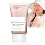 Face Sunscreen SPF 30, Mineral UV Filters Sun Cream SPF 30 with Antioxidants & SPF Primer, Mineral Sunscreen SPF Face Moisturiser, Water & Sweat Resistant, Broad Spectrum UVA/UVB Protection