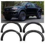 JHCHAN Wheel Arch Trim Kit for Ford Ranger Wildtrak 2015-2018 T7 2019-2022 T8 XL XLT Limited Fender Flares Arches Mudguards Splash Guard Front Rear Wheel Eyebrows Flares Protector Matte Black 5''