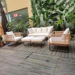 BRISHI Outdoor Sofa Set | Balcony Sofa | Patio Furniture Sets | Conversation Sets | Braid & Rope Garden (Beige)