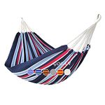 GOCAN Brazilian Double Hammock 2 Person Extra Large Canvas Cotton Hammock for Patio Porch Garden Backyard Lounging Outdoor and Indoor (Dark Blue)