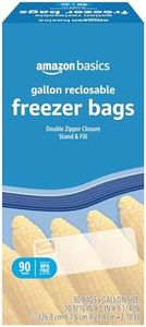 Amazon Basics Freezer Gallon Bags, Stand & Fill Base, 90 Count